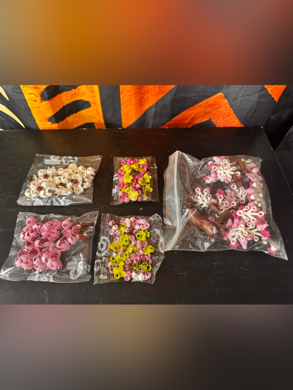 Lego Pink, White, Lime & Brown Small Connector Pieces